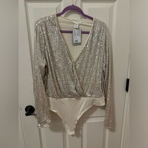 Long sleeved sequin bodysuit